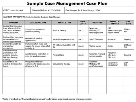 Description of Case Management Plan