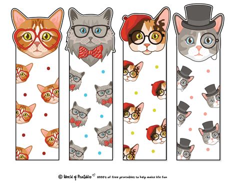 Cat Bookmark Printable Templates