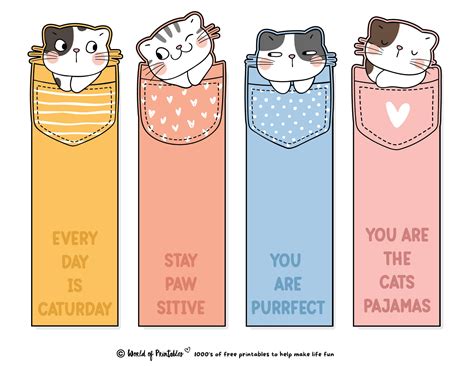 Cat Bookmark Printables