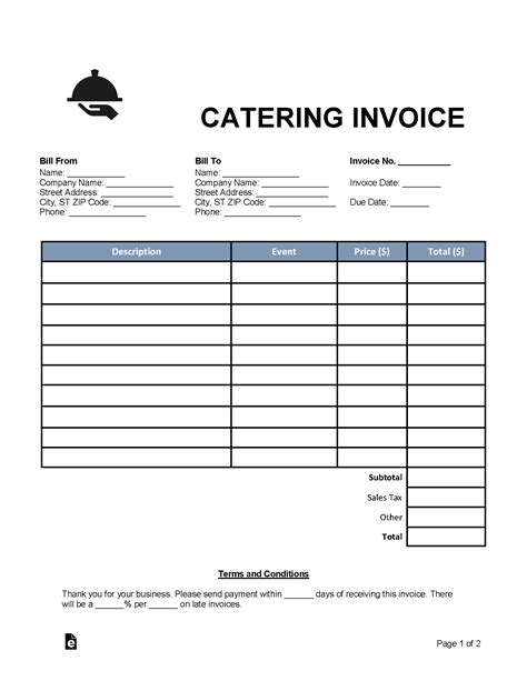 Catering Billing Template