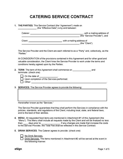 Catering Contract Template