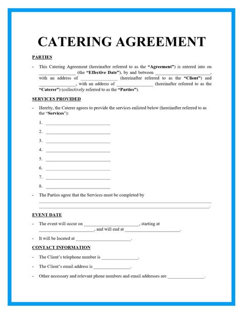 Catering Contract Templates Image