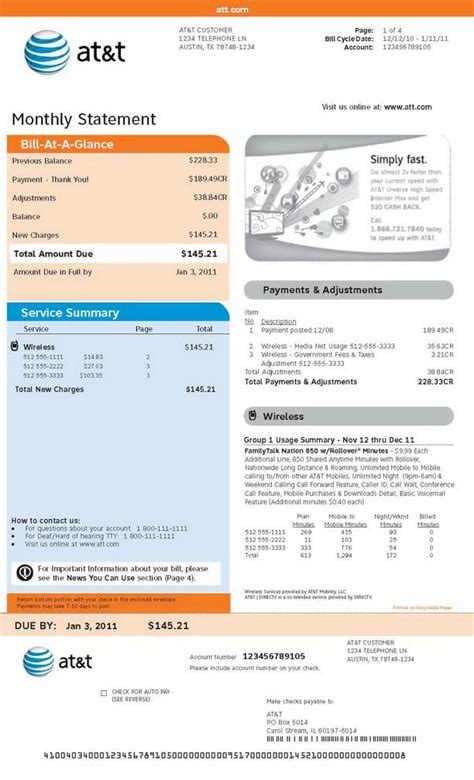 Description of Cell Phone Bill Example