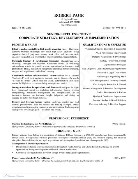 Description of CEO Resume Examples