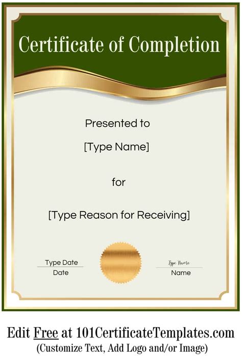 Certificate of Completion Template