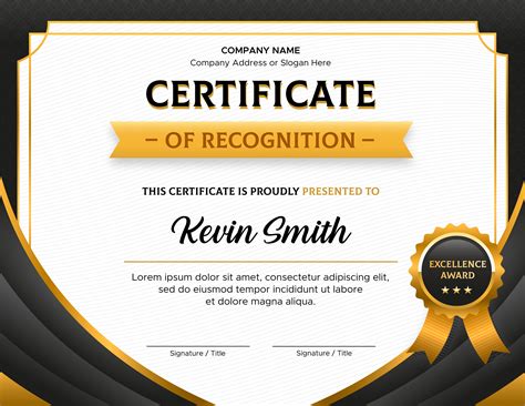 Certificate of Recognition Template