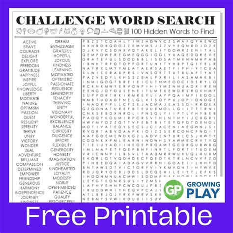 Challenging Word Search Puzzle