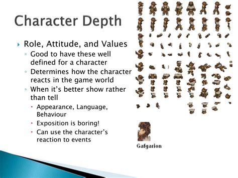 Character depth and development