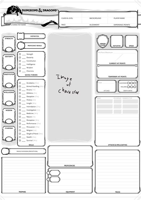 Example of a Completed Character Sheet