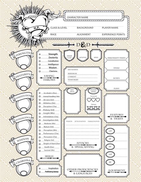 Example of a Basic Character Sheet