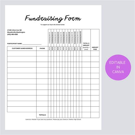 Charity Campaign Order Form Template