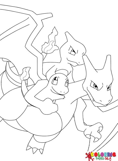 Charizard evolution coloring page