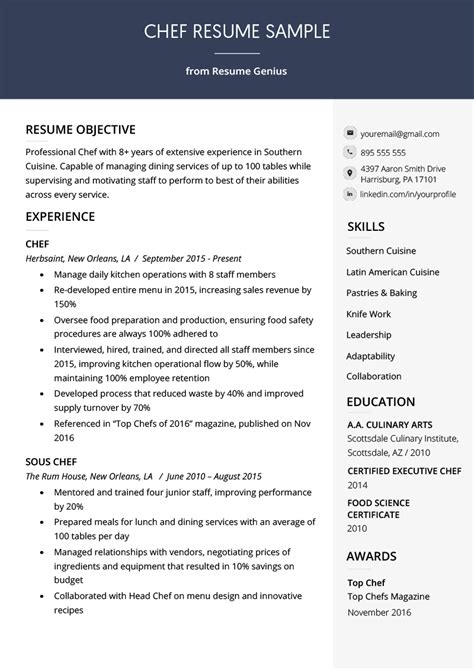 Chef Resume Templates