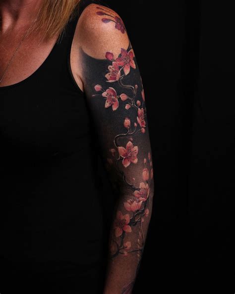 Cherry Blossom Arm Sleeve Tattoo