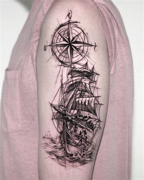 chest burn ships tattoo