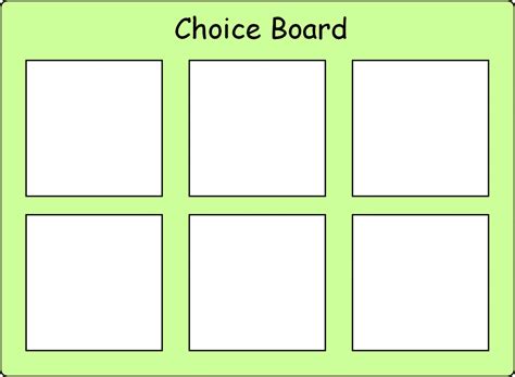 Choice Board Templates for Economics