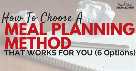 Choosing a Meal Planning Method