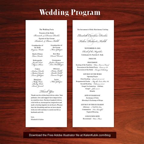 Example of a Christian Wedding Program