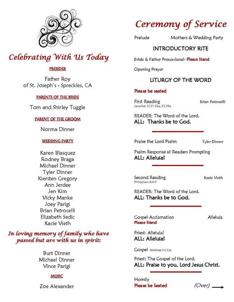 Example of a Digital Christian Wedding Program