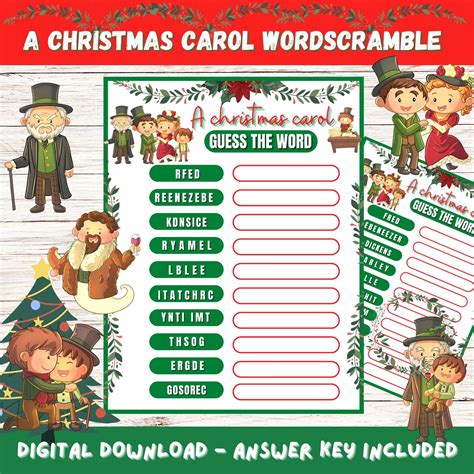 Christmas Carol Word Scramble Game