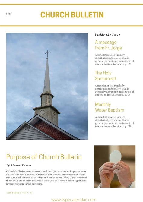 Church Bulletin Templates Word