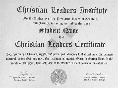 Church education certificates