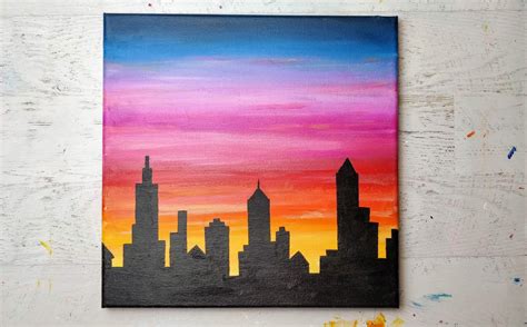 Cityscape sip and paint template