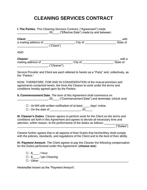 Cleaning Business Contract Template