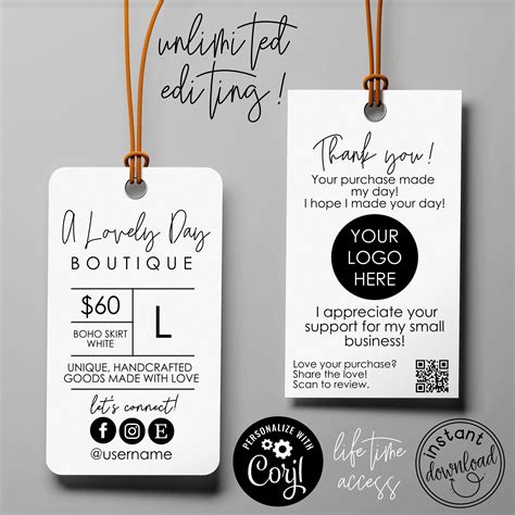 Clothing Tag Template Ideas