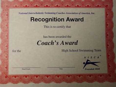 Coach's award certificate template