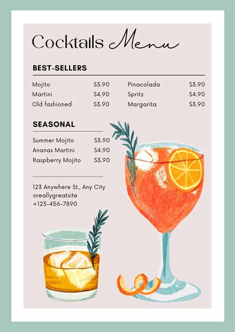 Cocktail menu inspiration for bars