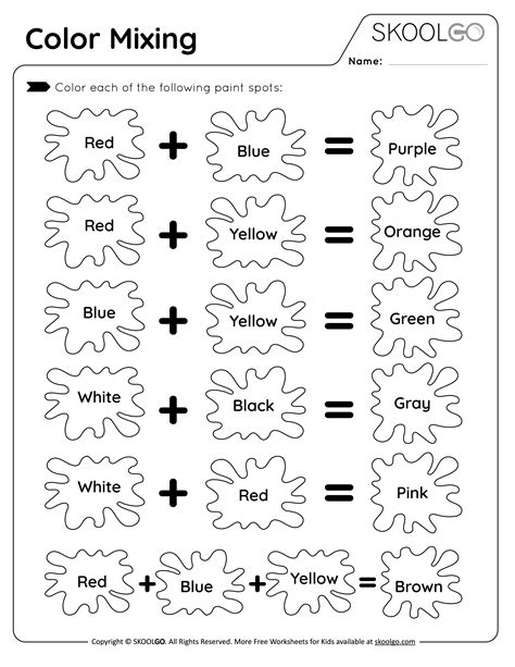 Color Mixing Worksheets