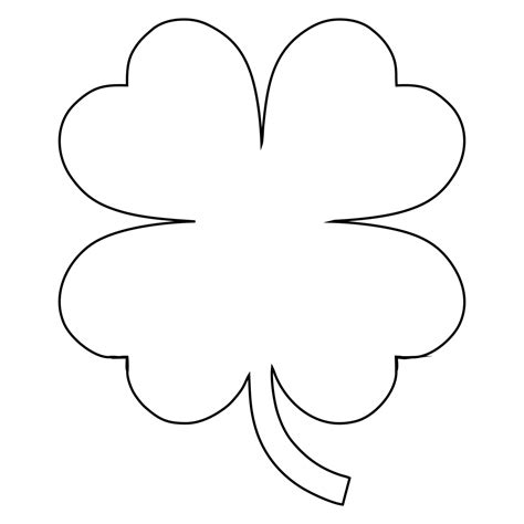 Colorful Printable 4 Leaf Clover Template