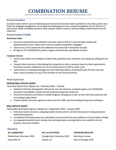 Combination Resume Example