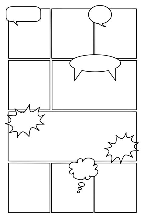 Example of a 4-panel comic template for educational purposes