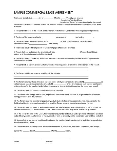 Commercial Lease Template