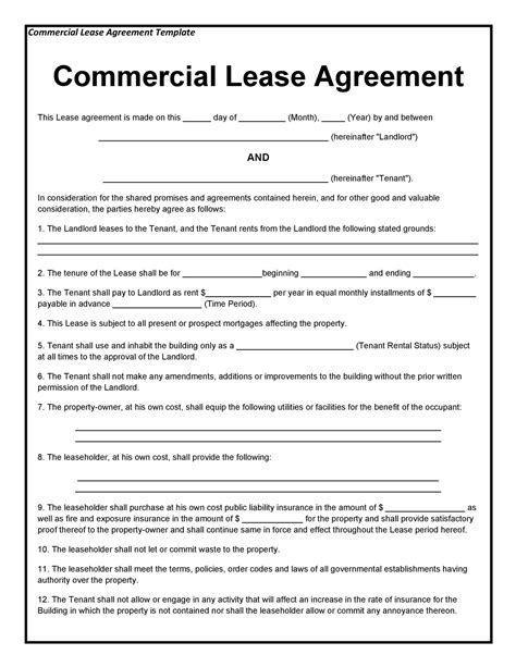 Commercial Real Estate Lease Agreement