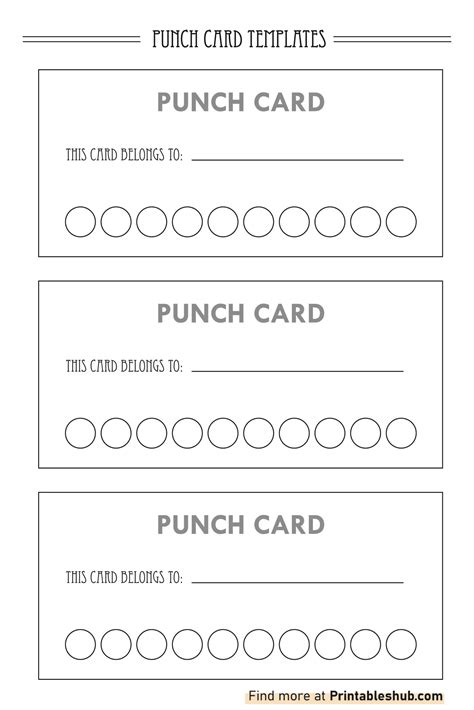 Common Applications Punch Card Template