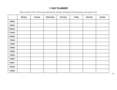 Common mistakes to avoid when using a 7 day weekly schedule template