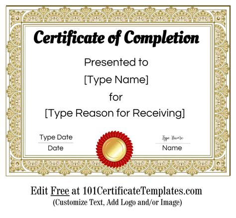 Completion Certificate Templates