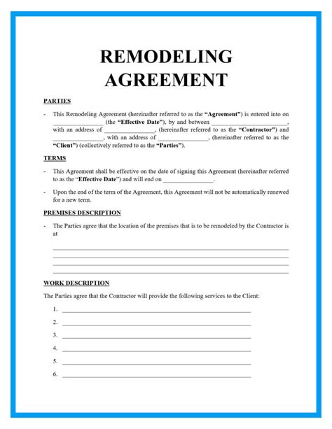 Comprehensive Remodeling Contract Template