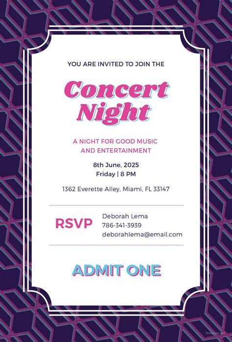 Concert Ticket Invitation Templates Examples