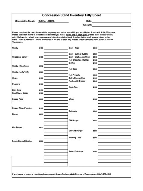 Concession Stand Inventory