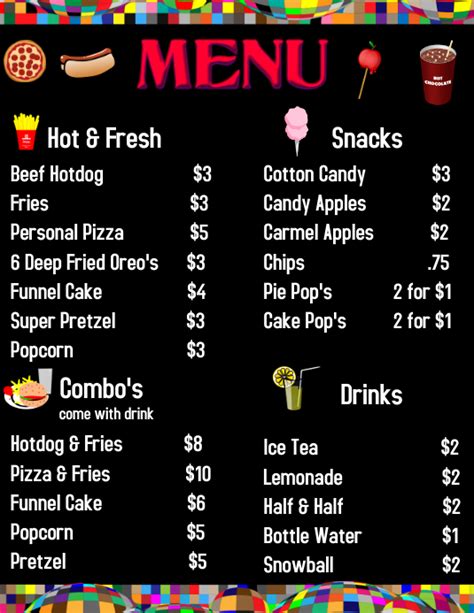 Concession Stand Menu Design Ideas