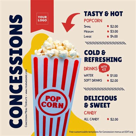 Concession Stand Menu Design