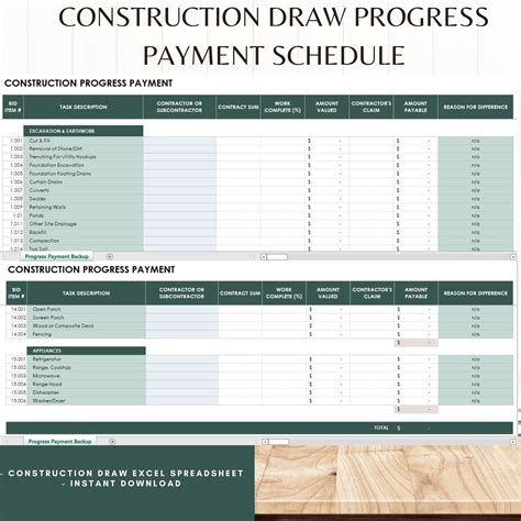 Construction Payment Schedule Example