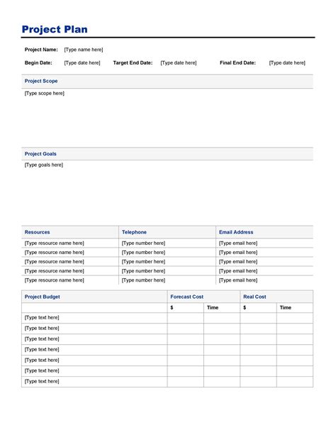 Construction Project Plan Template in Word