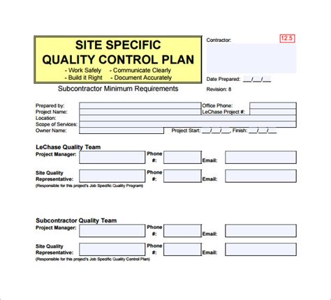 Construction Quality Control Templates