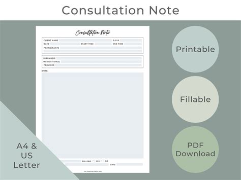 Consultation note template