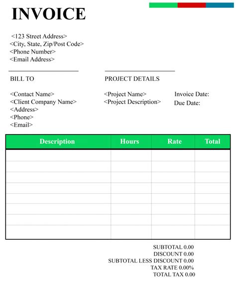 Consulting Invoice Template Excel